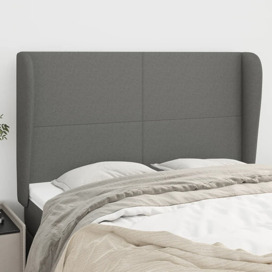 Headboard with Ears Dark Grey 147 cm Fabric