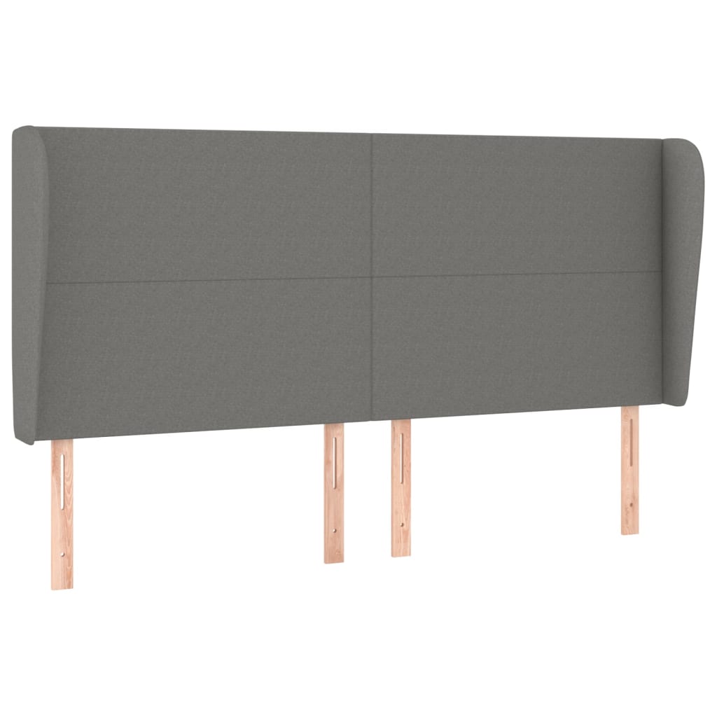 Headboard with Ears Dark Grey 203x23x118/128 cm Fabric