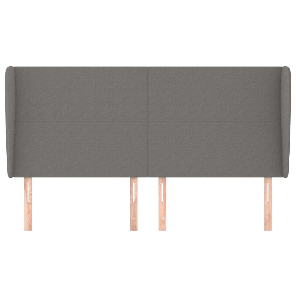 Headboard with Ears Dark Grey 203x23x118/128 cm Fabric