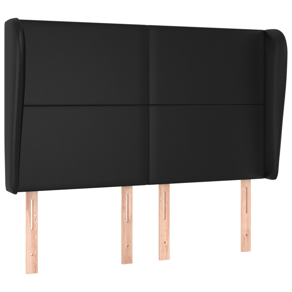 Headboard with Ears Black 147x23x118/128 cm Faux Leather