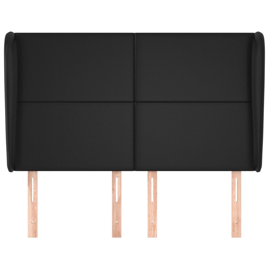 Headboard with Ears Black 147x23x118/128 cm Faux Leather