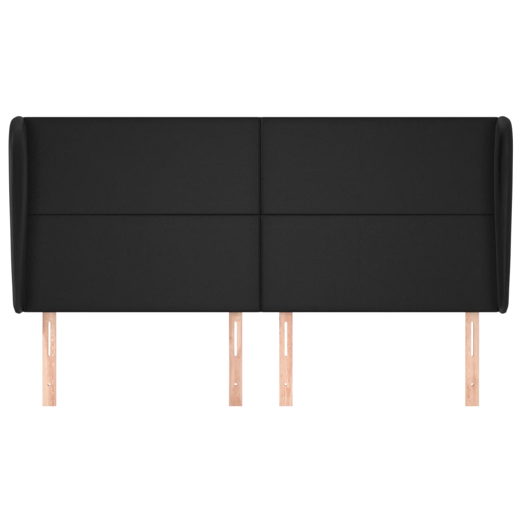 Headboard with Ears Black 163x23x118/128 cm Faux Leather