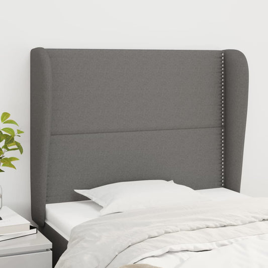 Headboard with Ears Dark Grey 83x23x118/128 cm Fabric