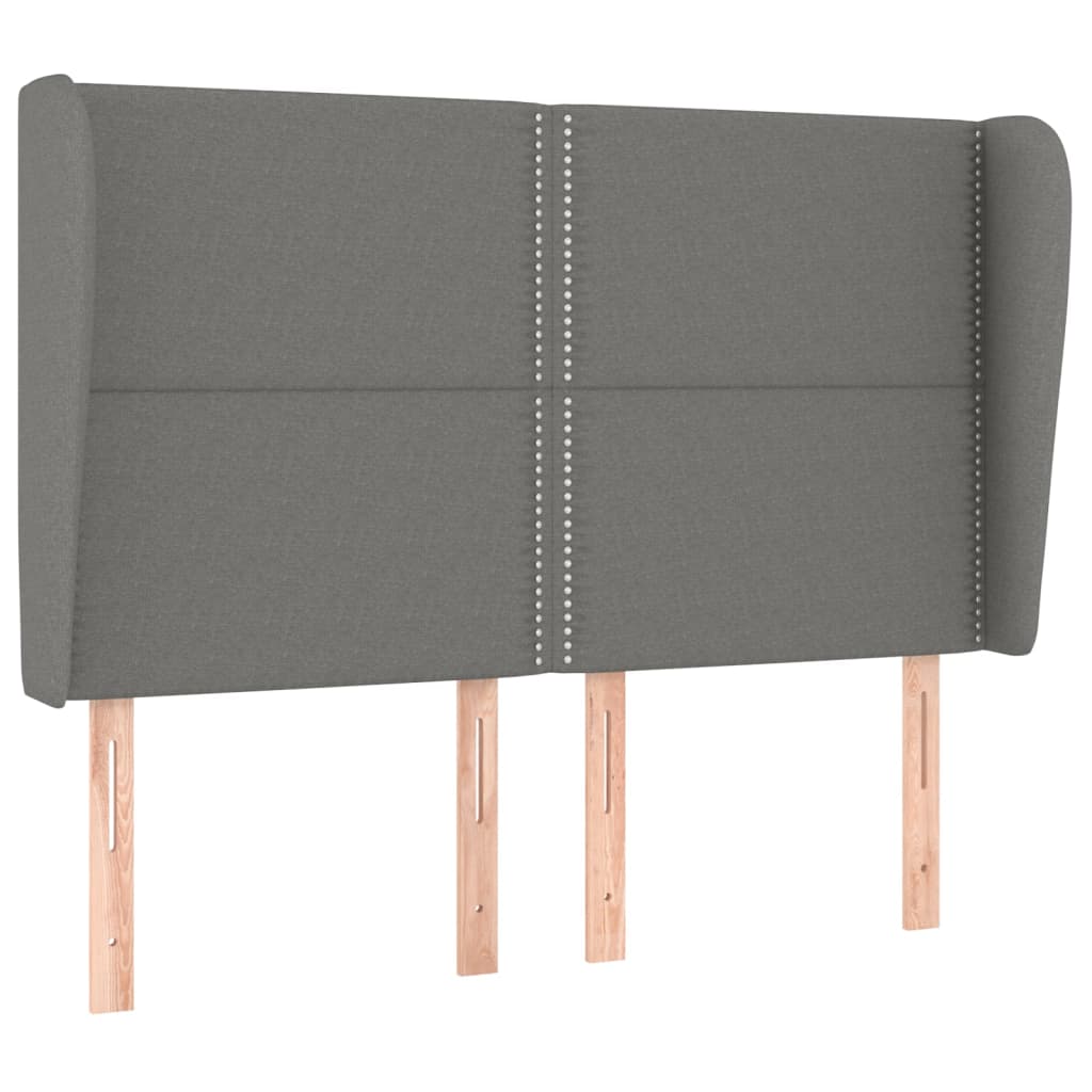 Headboard with Ears Dark Grey 147x23x118/128 cm Fabric