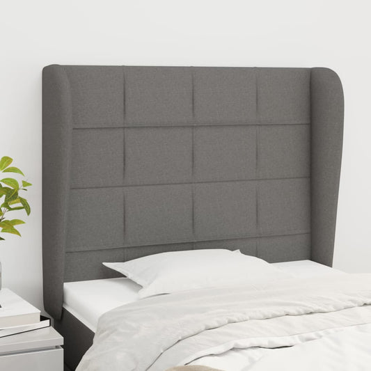 Headboard with Ears Dark Grey 103x23x118/128 cm Fabric