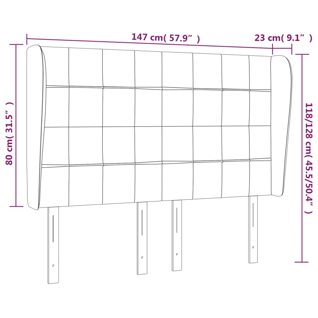 Headboard with Ears Dark Grey 147 cm Fabric