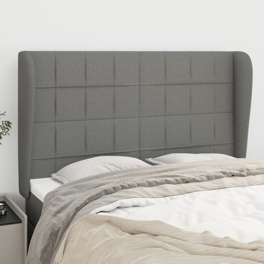 Headboard with Ears Dark Grey 147 cm Fabric