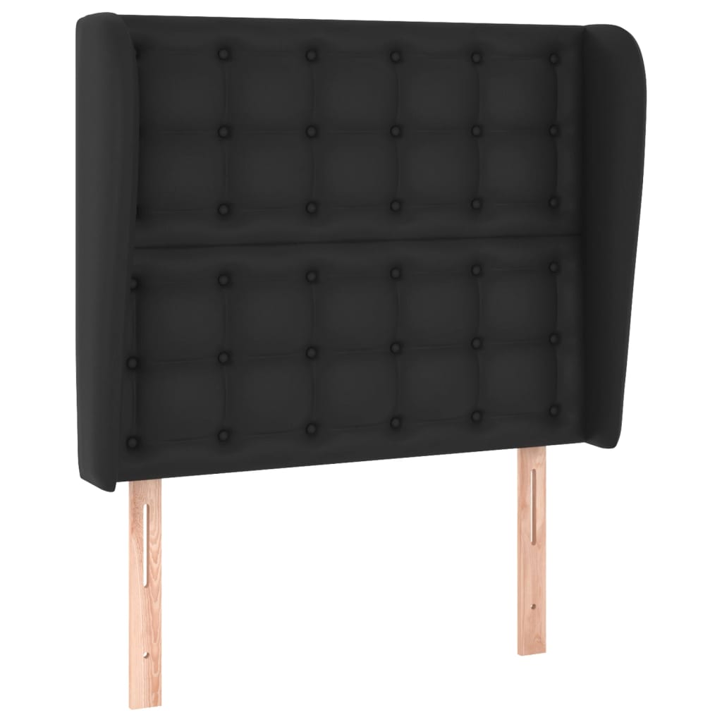 Headboard with Ears Black 103 cm Faux Leather