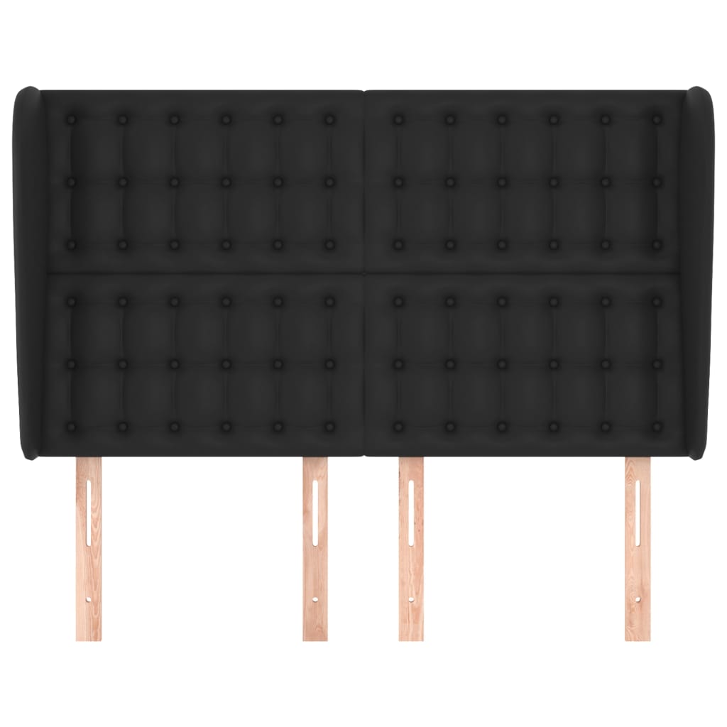 Headboard With Ears Black 147X23X118/128 Cm Faux Leather