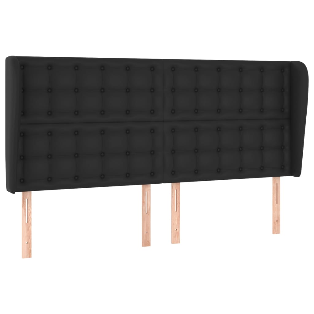 Headboard with Ears Black 203x23x118/128 cm Faux Leather