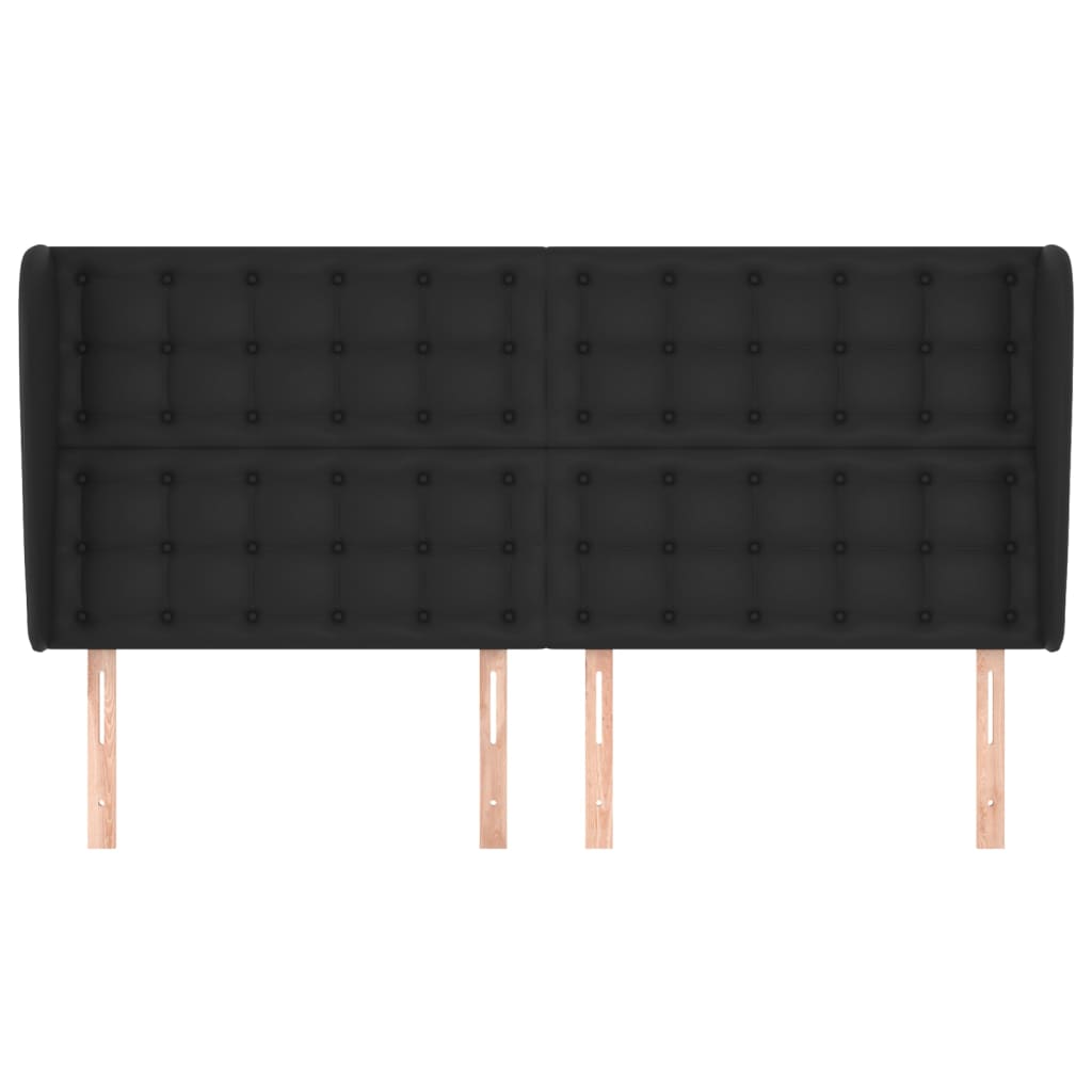 Headboard with Ears Black 203x23x118/128 cm Faux Leather