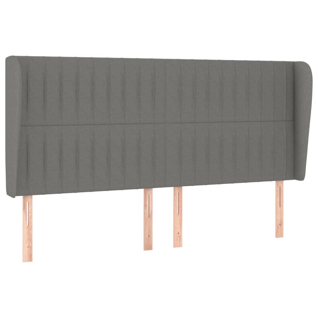 Headboard with Ears Dark Grey 163x23x118/128 cm Fabric