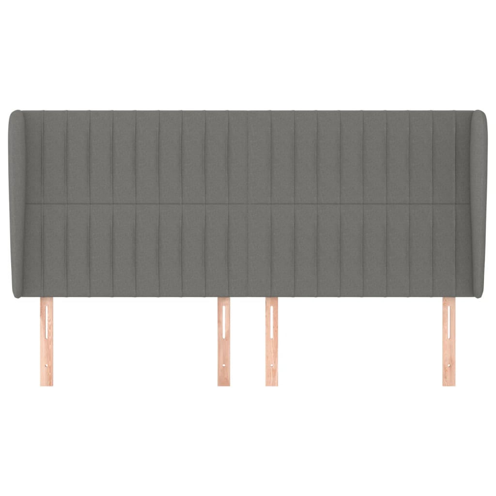 Headboard with Ears Dark Grey 163x23x118/128 cm Fabric