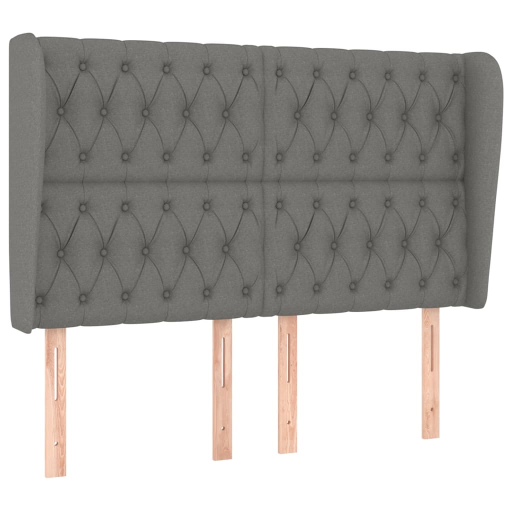 Headboard with Ears Dark Grey 147x23x118/128 cm Fabric