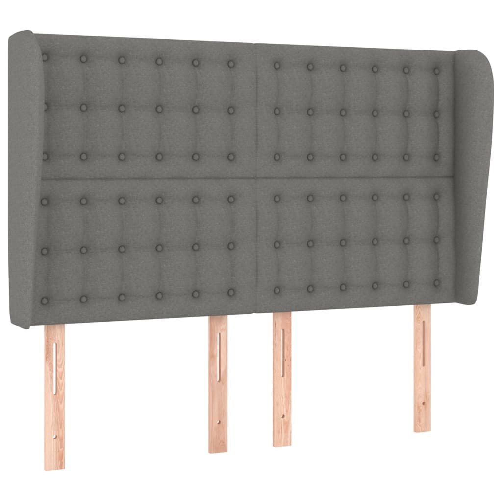 Headboard with Ears Dark Grey 147x23x118/128 cm Fabric