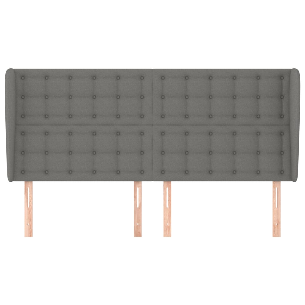 Headboard with Ears Dark Grey 163x23x118/128 cm Fabric