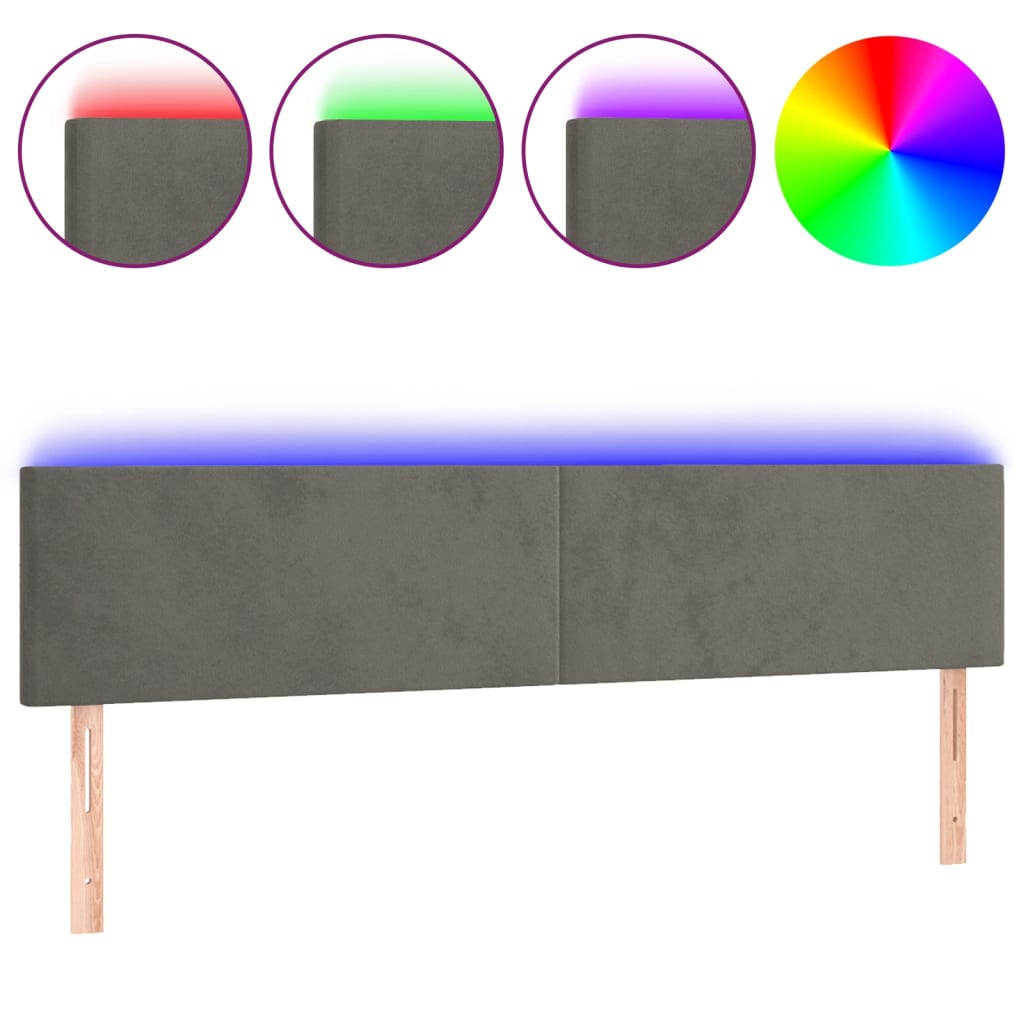 LED Headboard Dark Grey 160 cm Velvet