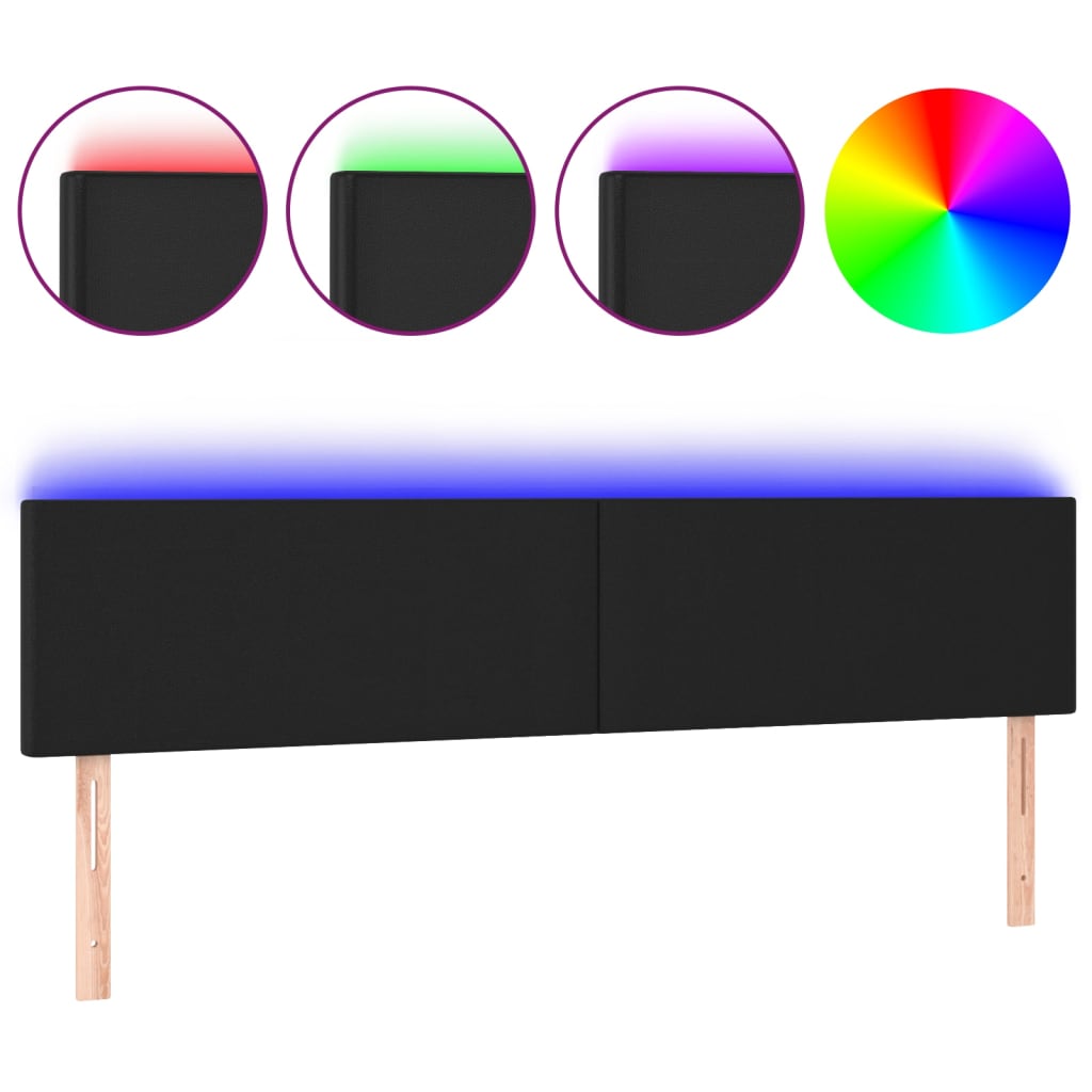 LED Headboard Black 160x5x78/88 cm Faux Leather