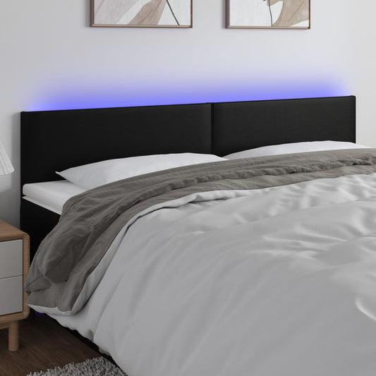 LED Headboard Black 160x5x78/88 cm Faux Leather