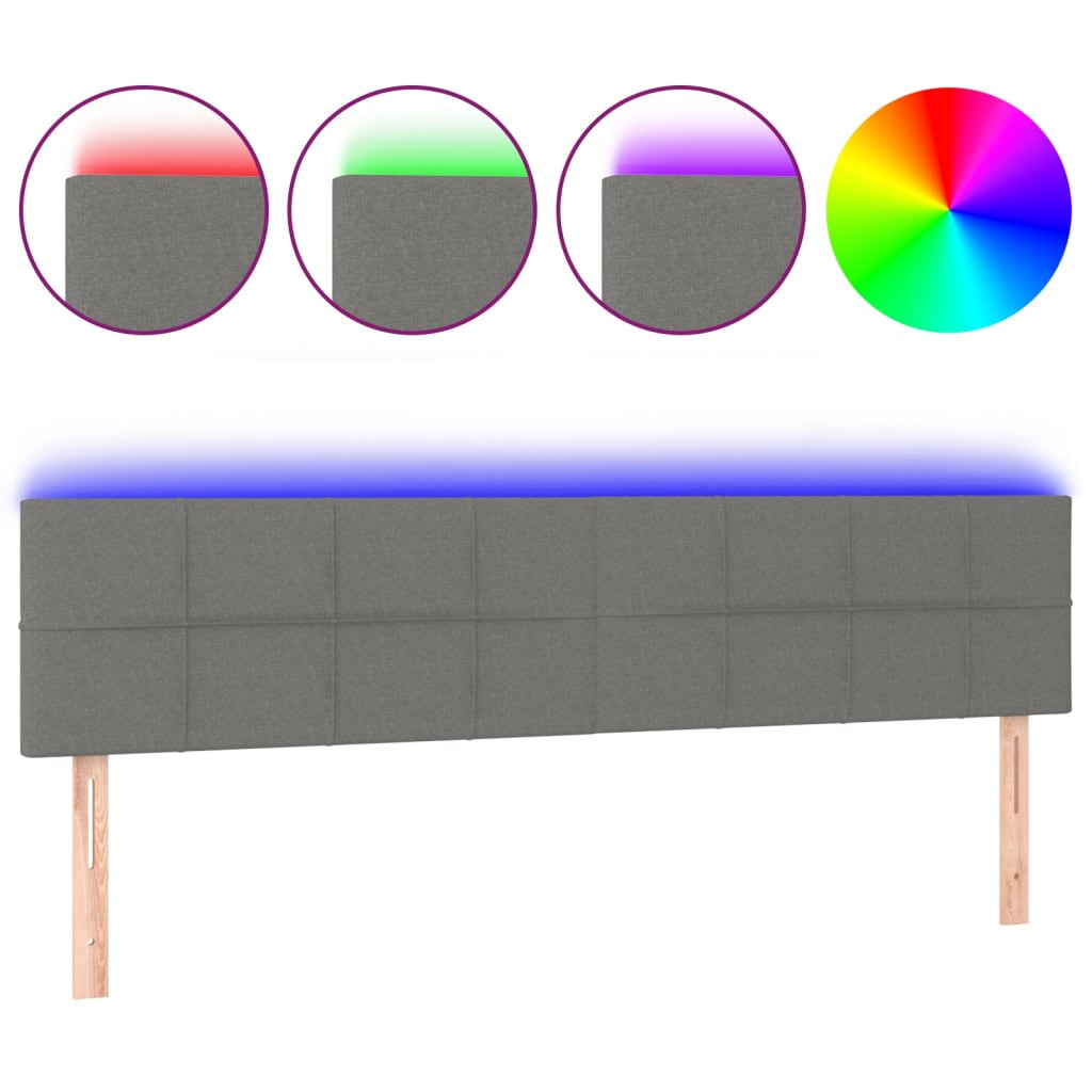 LED Headboard Dark Grey 160 cm Fabric