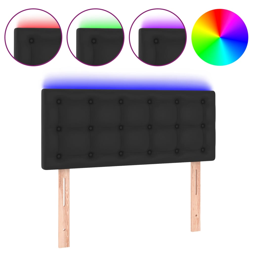 LED Headboard Black 100 cm Faux Leather