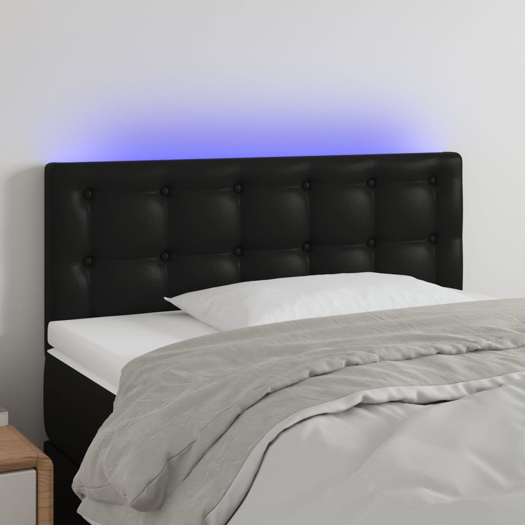 Led Headboard Black 144X5X118/128 Cm Faux Leather