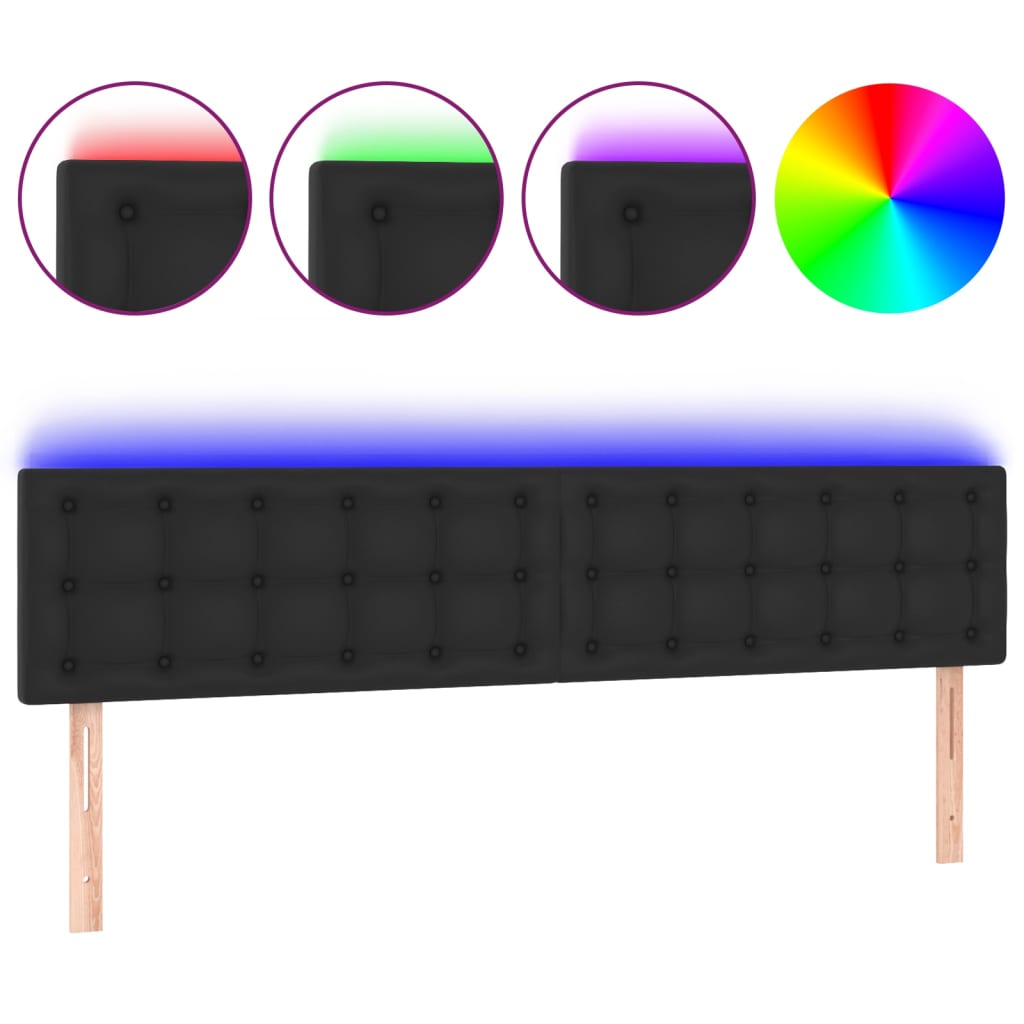 LED Headboard Black 160 cm Faux Leather