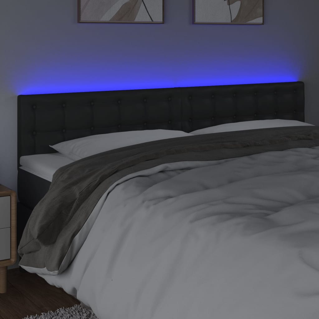 LED Headboard Black 200 cm Faux Leather