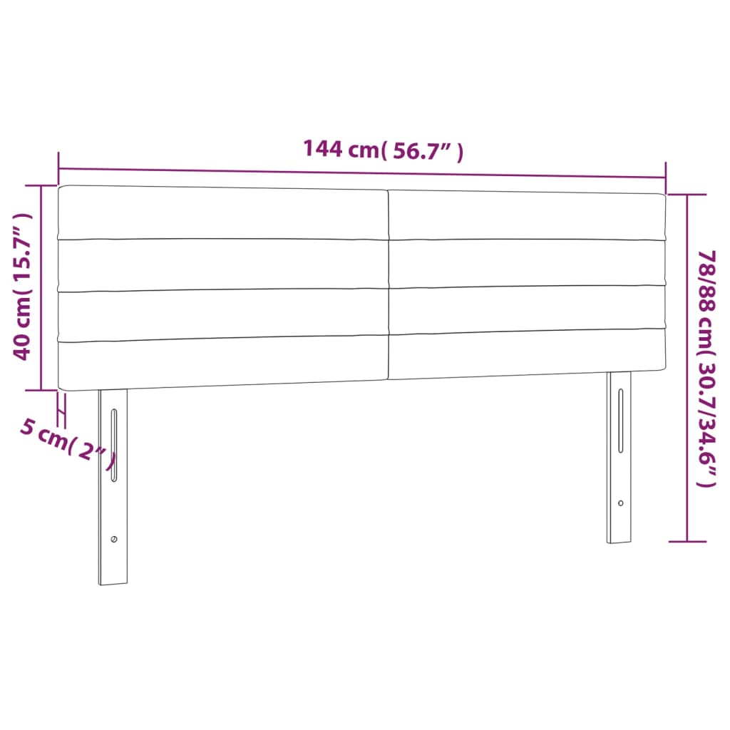 LED Headboard Dark Grey 144x5x78/88 cm Fabric