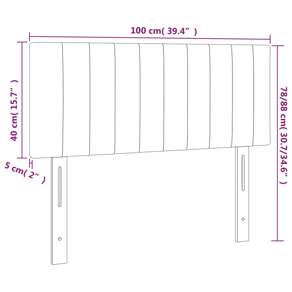 LED Headboard Dark Grey 100x5x78/88 cm Fabric