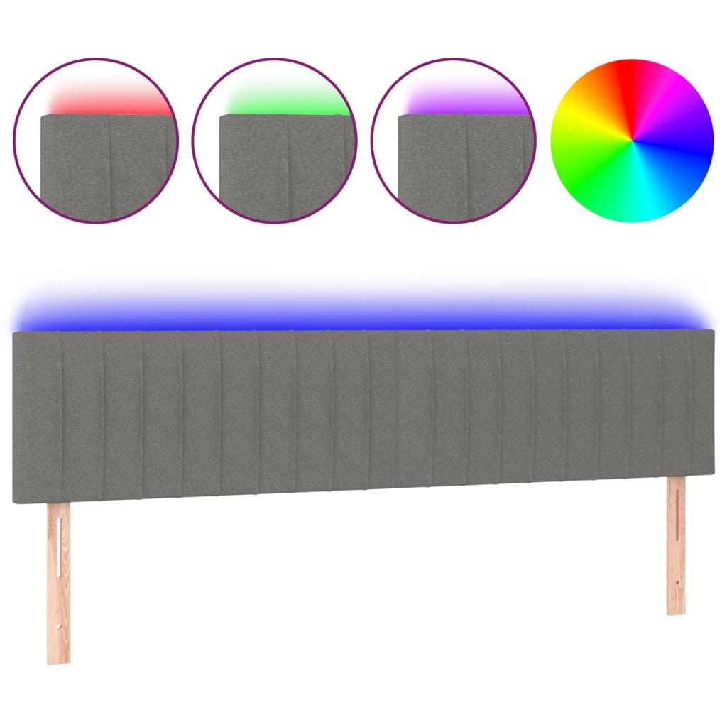 LED Headboard Dark Grey 160 cm Fabric