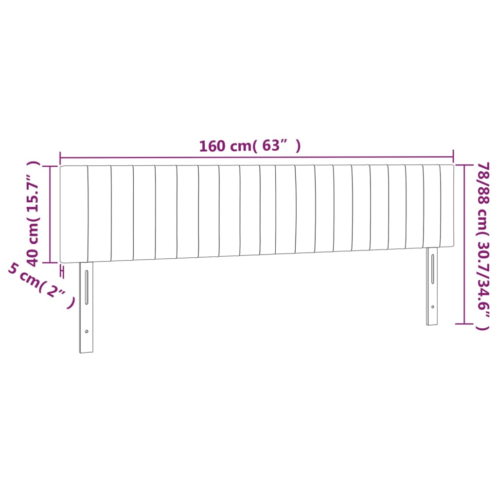 LED Headboard Dark Grey 160 cm Fabric