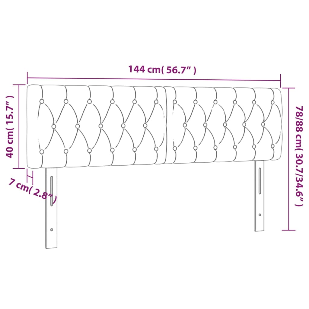 LED Headboard Dark Grey 144x7x78/88 cm Fabric