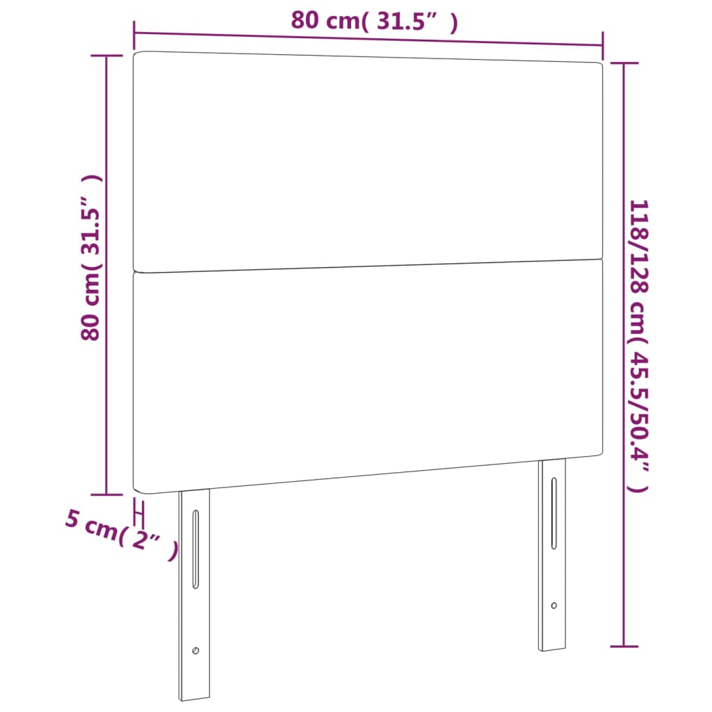 LED Headboard Dark Grey 80 cm Fabric