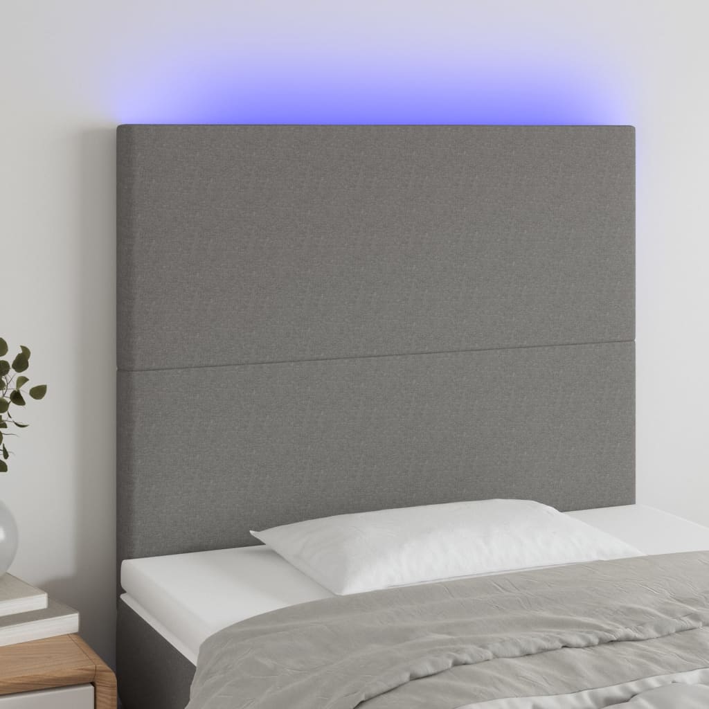 LED Headboard Dark Grey 80 cm Fabric