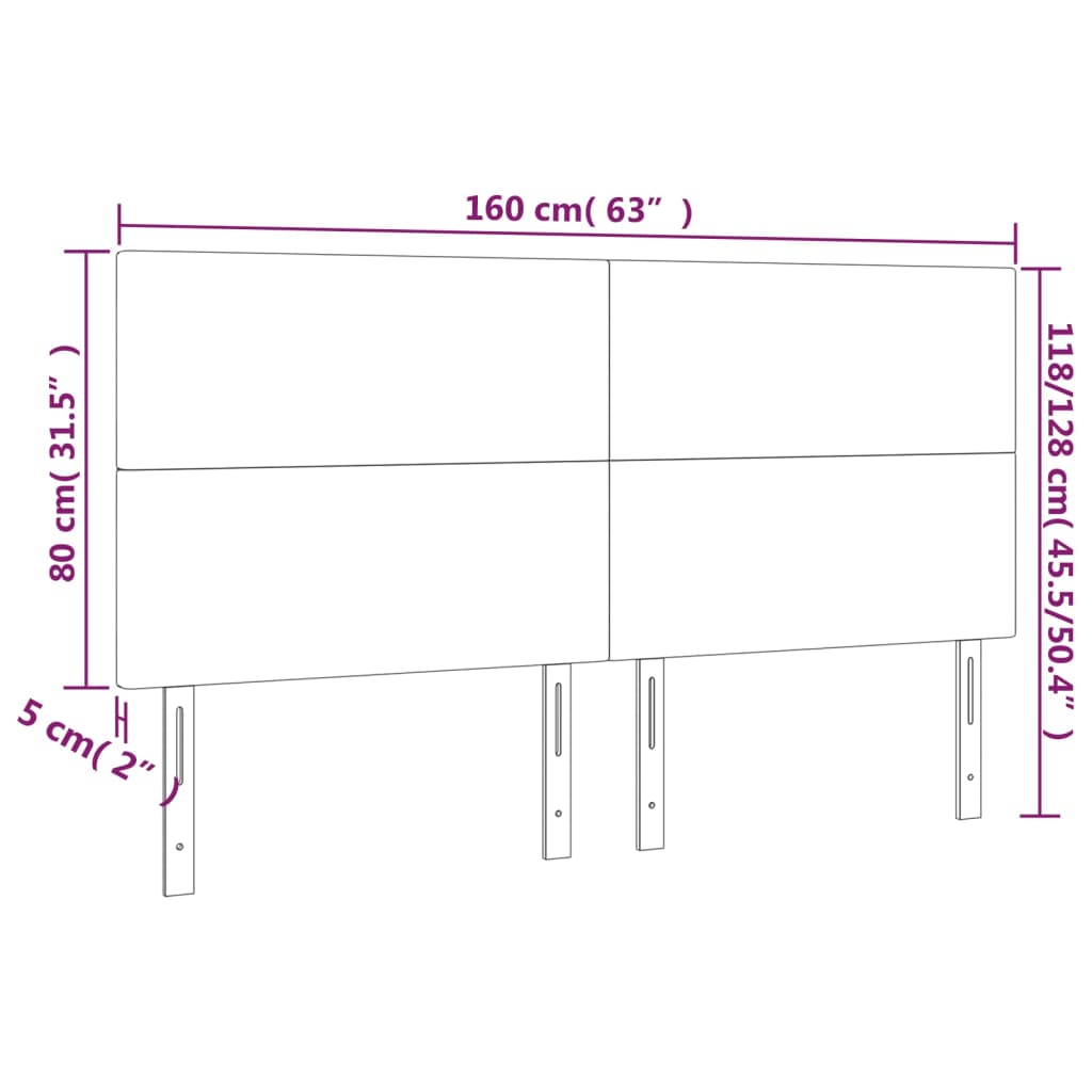 LED Headboard Dark Grey 160x5x118/128 cm Fabric