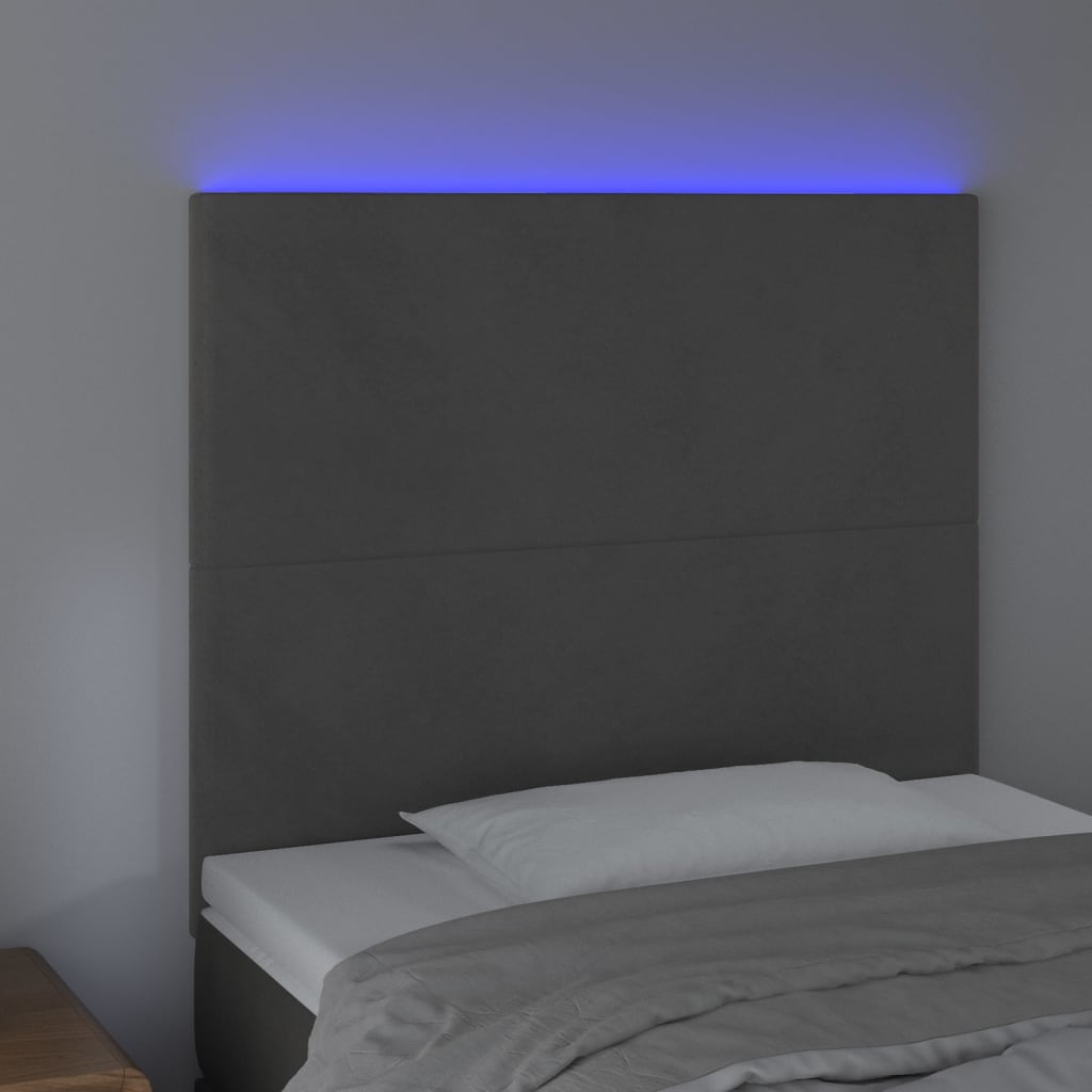 LED Headboard Dark Grey 80 cm Velvet