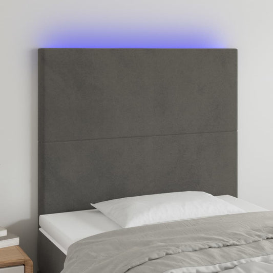 LED Headboard Dark Grey 100x5x118/128 cm Velvet