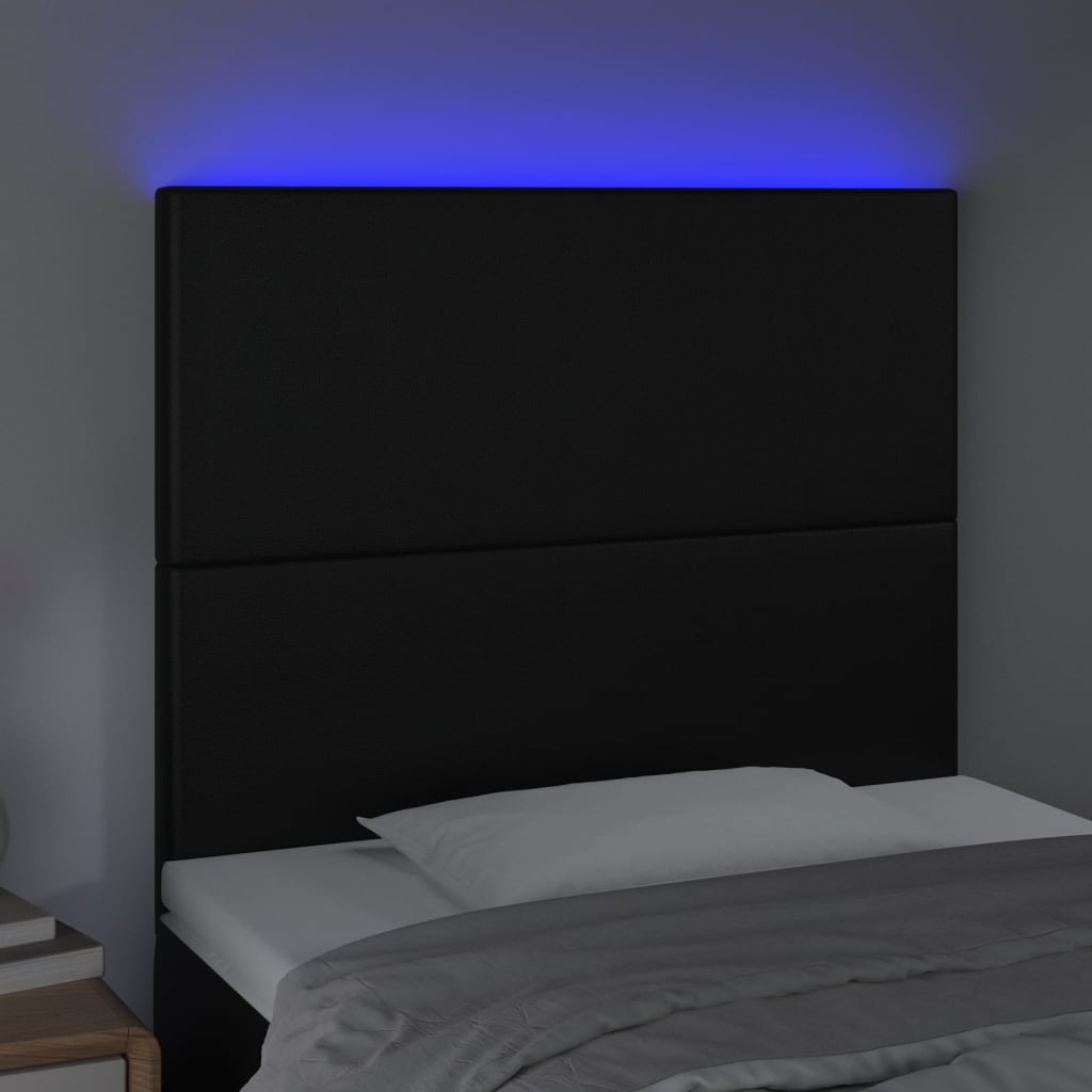 LED Headboard Black 80 cm Faux Leather