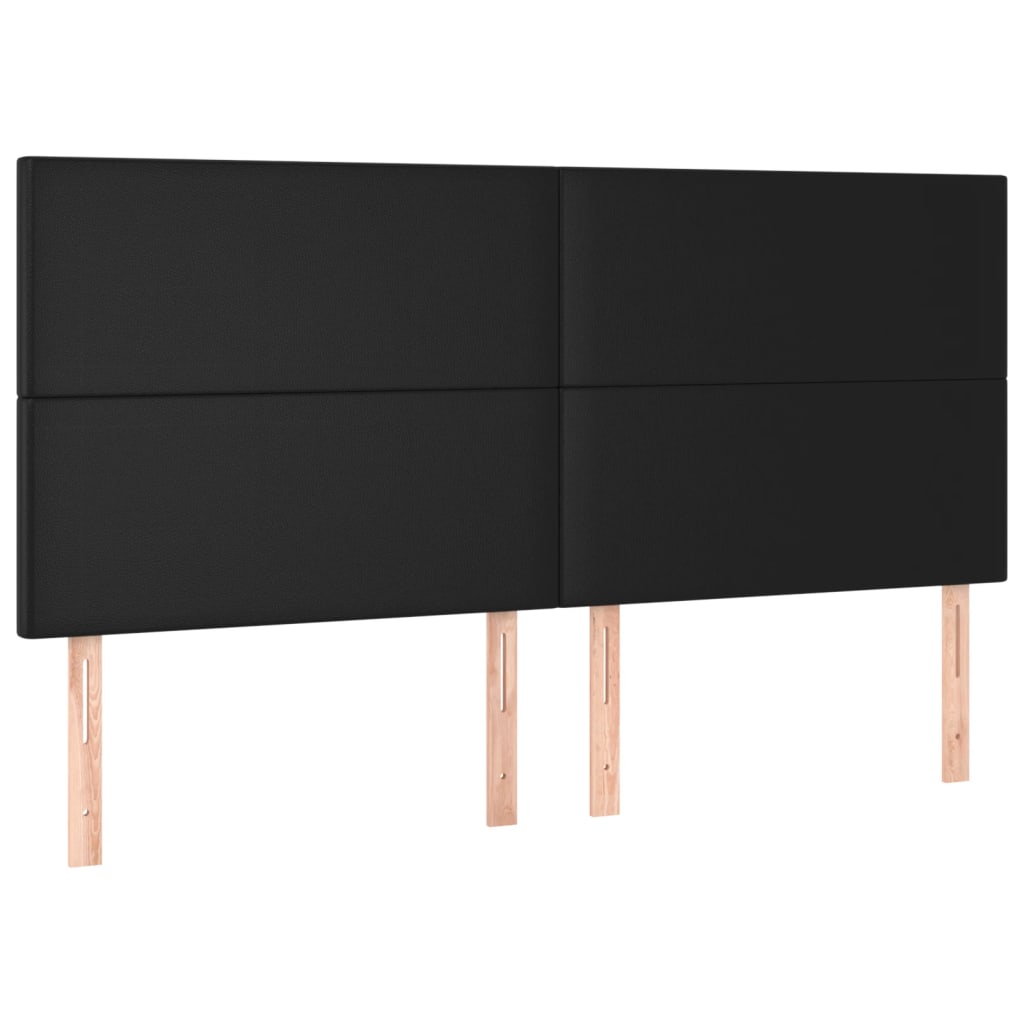 LED Headboard Black 160x5x118/128 cm Faux Leather