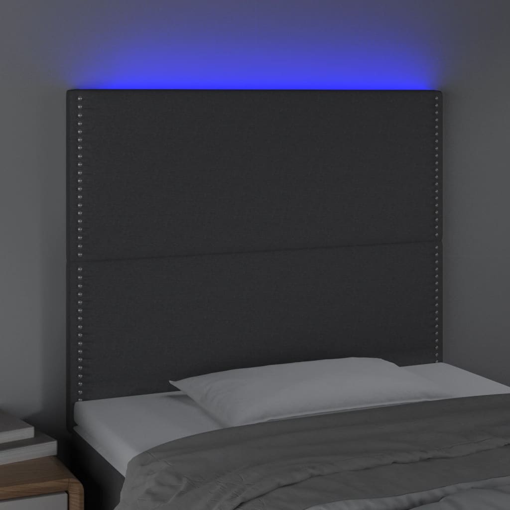 LED Headboard Dark Grey 80x5x118/128 cm Fabric