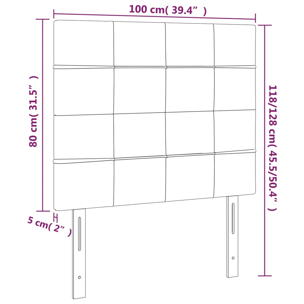 LED Headboard Dark Grey 100x5x118/128 cm Fabric