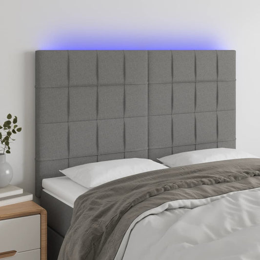 LED Headboard Dark Grey 144 cm Fabric