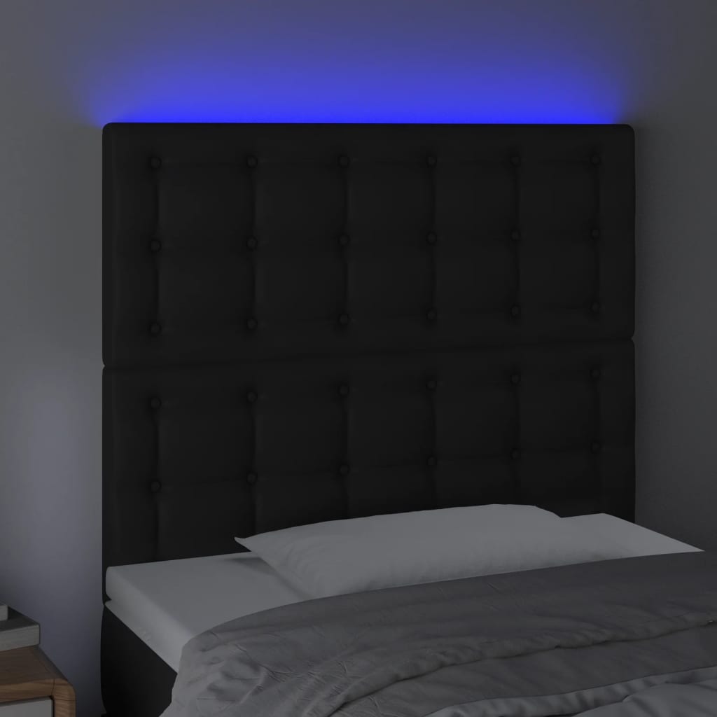 LED Headboard Black 100 cm Faux Leather