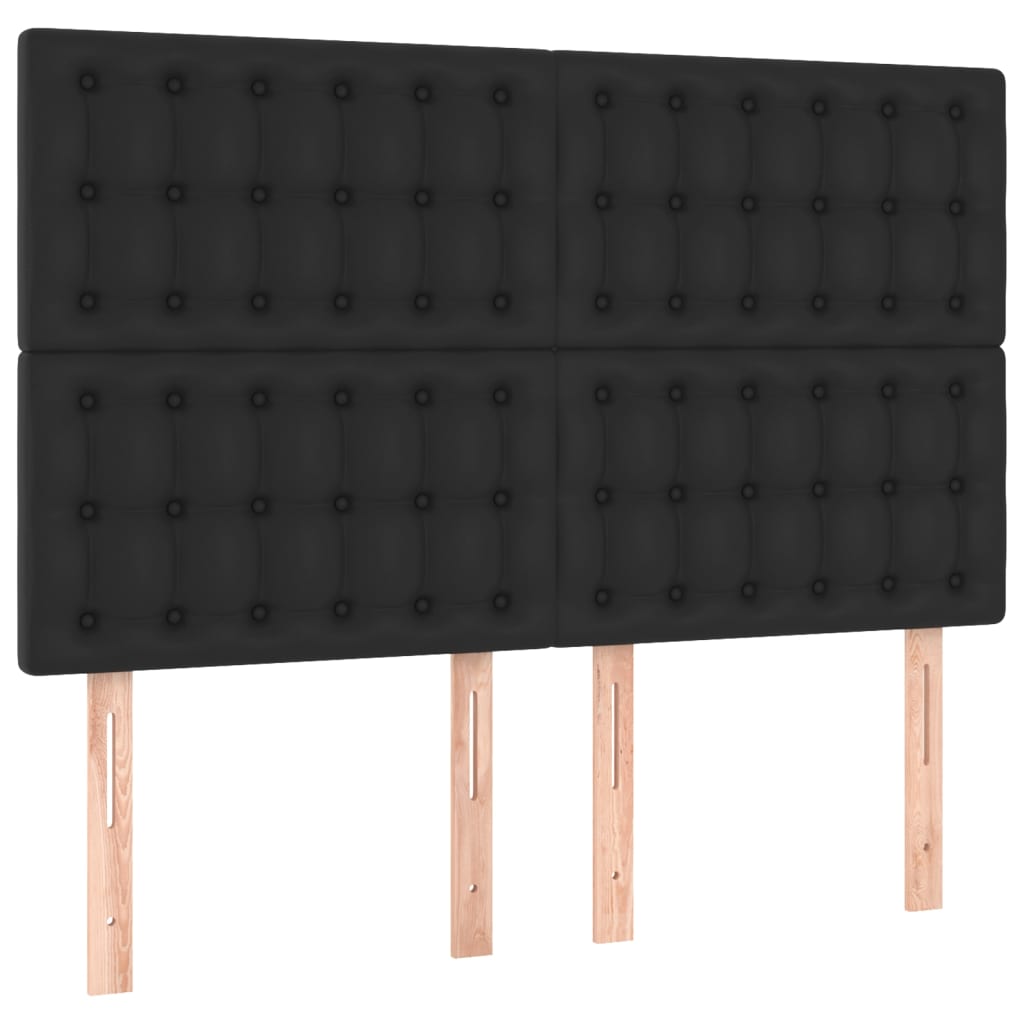 Led Headboard Black 144X5X118/128 Cm Faux Leather