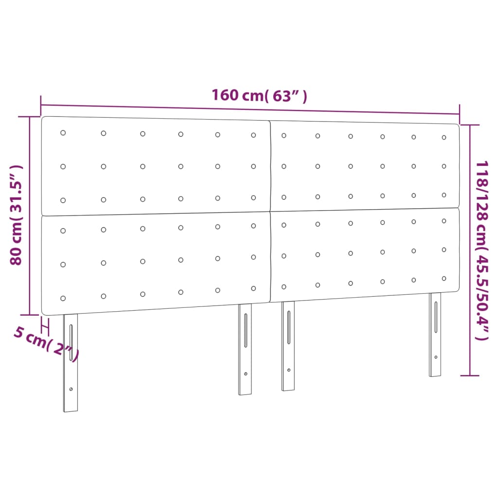 LED Headboard Black 160 cm Faux Leather