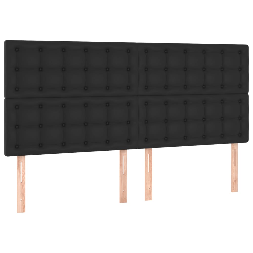 LED Headboard Black 200x5x118/128 cm Faux Leather