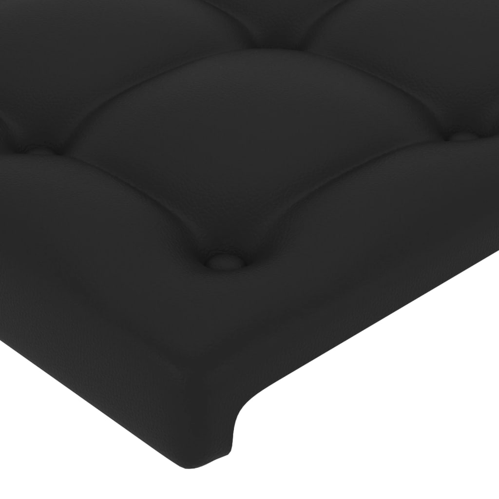 LED Headboard Black 200x5x118/128 cm Faux Leather