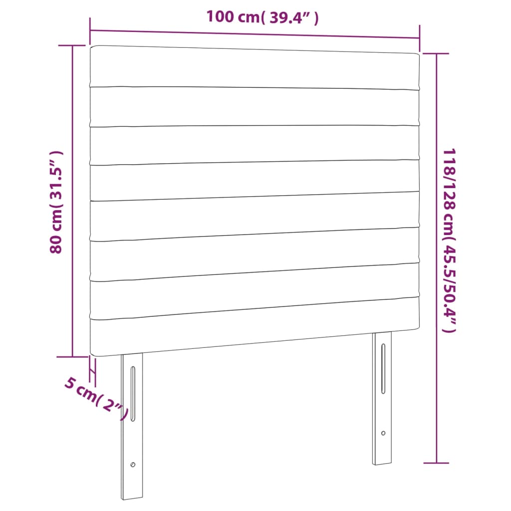 LED Headboard Dark Grey 100x5x118/128 cm Fabric