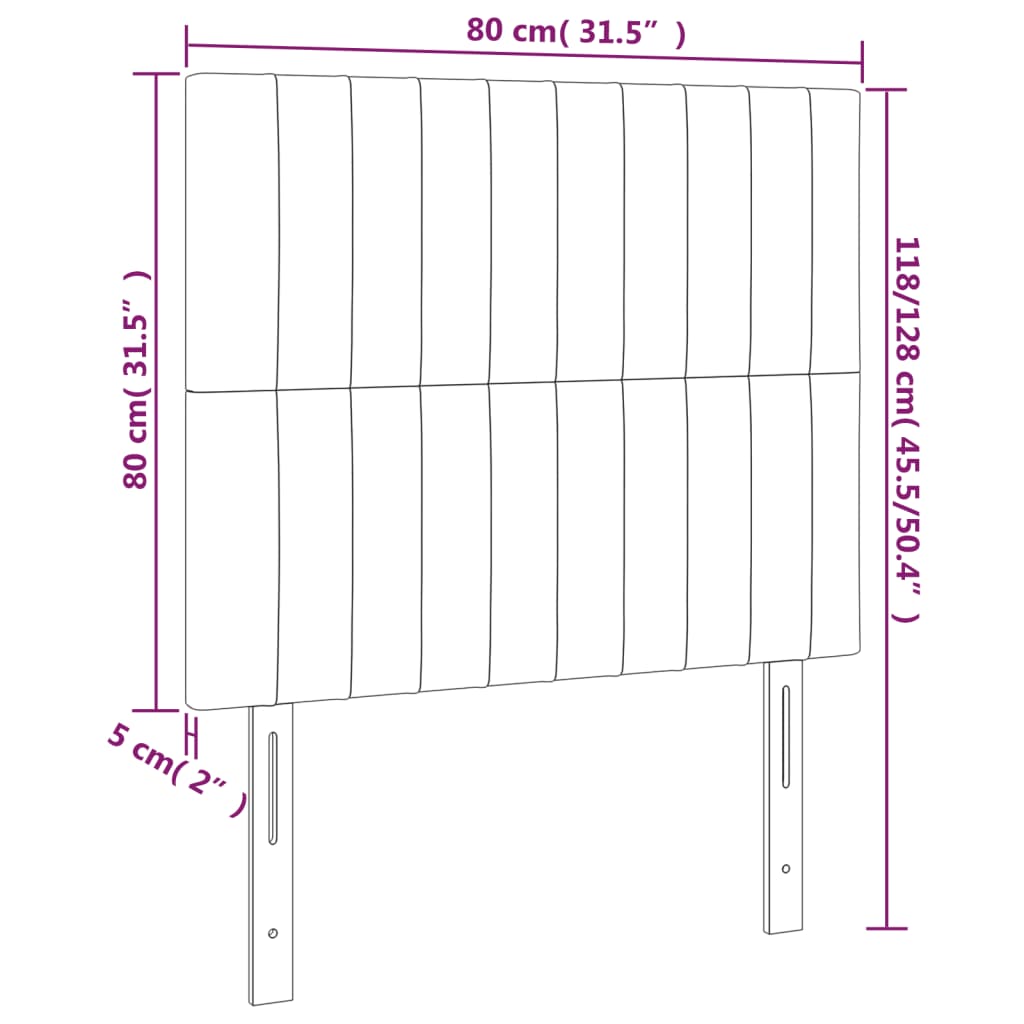 LED Headboard Dark Grey 80 cm Fabric